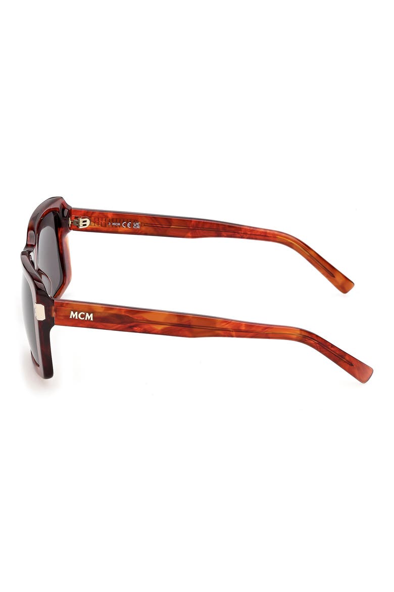 55mm Rectangular Gradient Sunglasses, Alternate, color, RED SMOKE