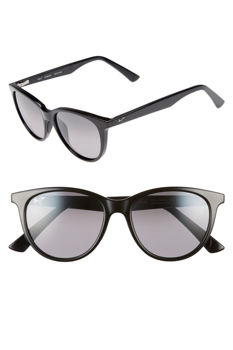 Cathedrals 52mm PolarizedPlus2® Cat Eye Sunglasses, Main, color, BLACK GLOSS/ NEUTRAL GREY