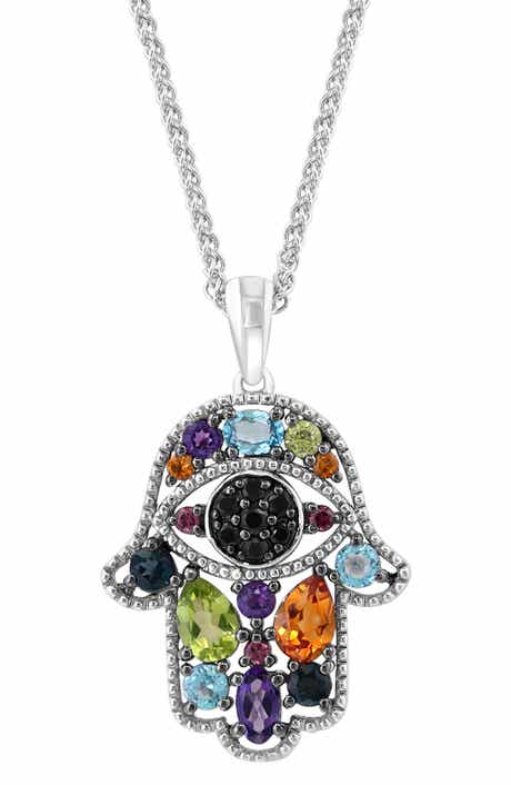 Sterling Silver Amethyst & Blue Topaz Pendant Necklace