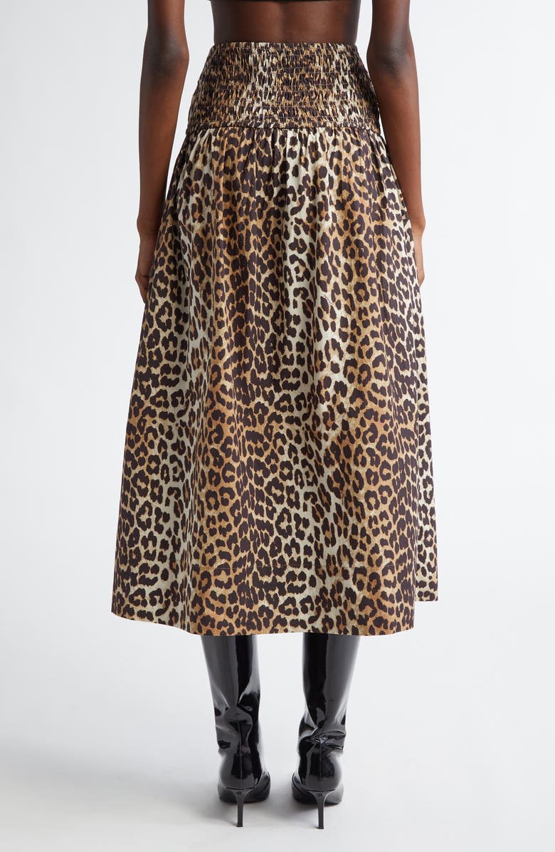 Ganni Leopard Print Organic Cotton Skirt, Alternate, color, 