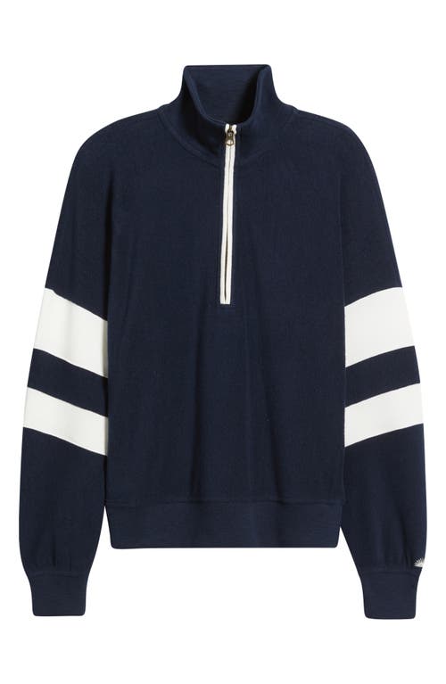 Faherty Beach Quarter Zip Fleece Pullover In Blue