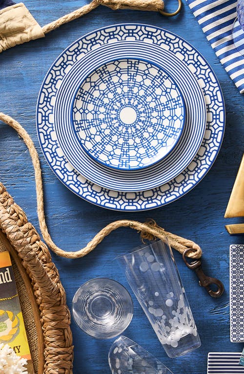 Caskata Newport Stripe Rimmed Salad Plate In Blue