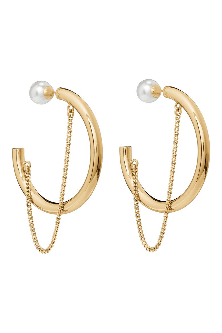 chain reaction hoop earrings, Main, color, CREAM.