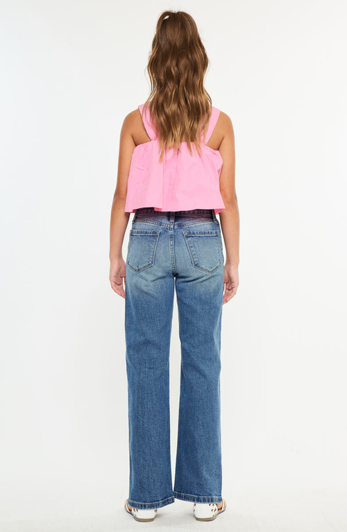 Kancan Celine High Rise Kids 90s Flare Jeans In Blue