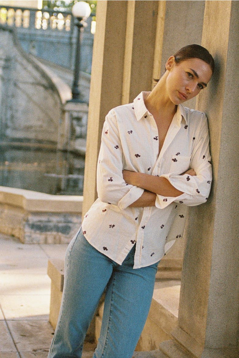 Galina Relaxed Button Up Shirt, Alternate, color, Almond Rose Stripe