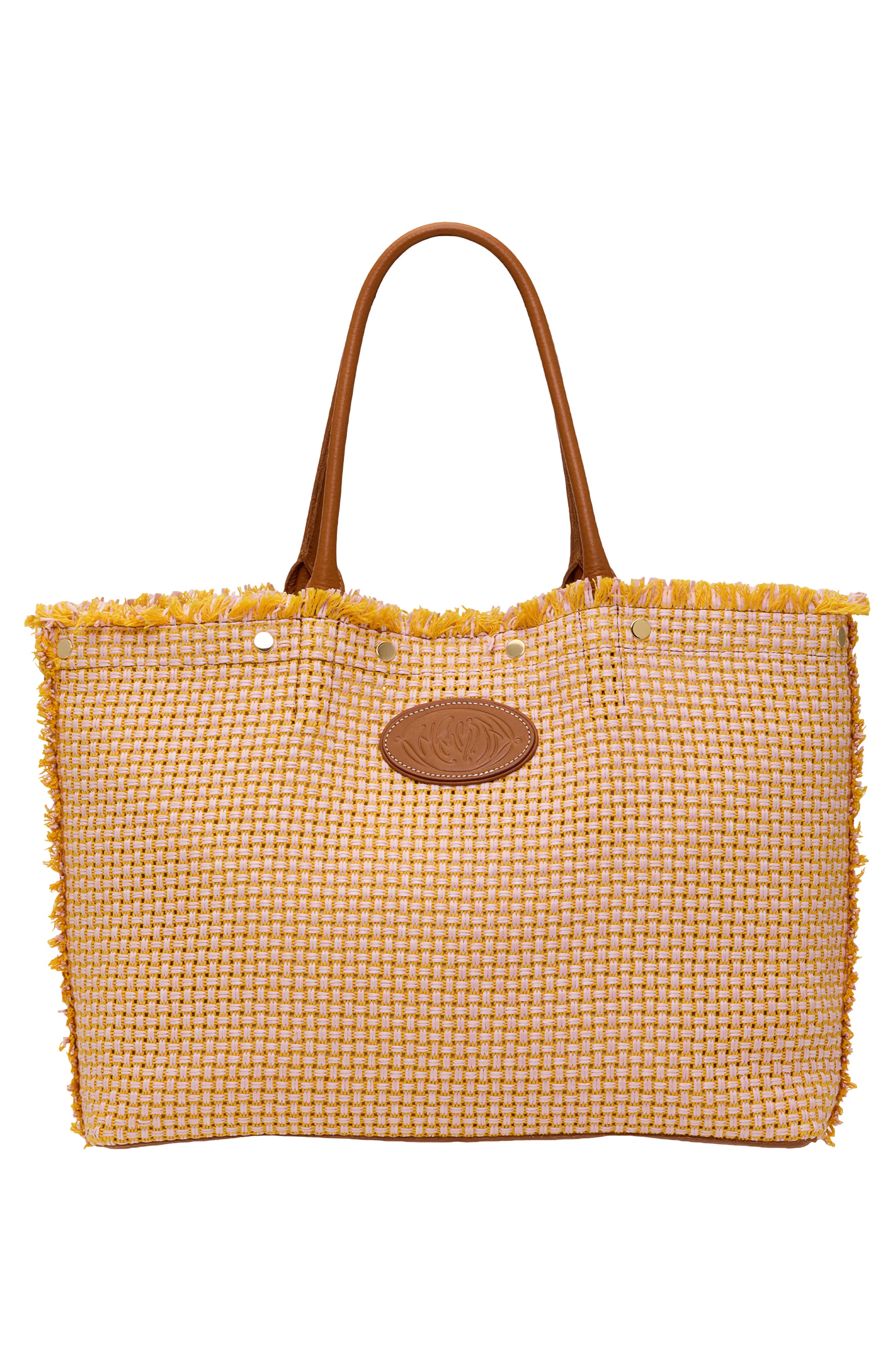 Olympia Woven Totel, Alternate, color, PINK LEMONADE/ GOLD