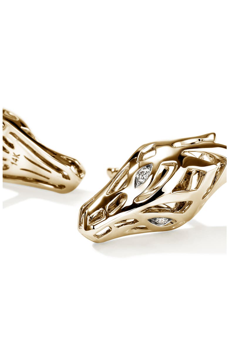 Naga Stud Earrings in 14K Gold & Diamonds, Alternate, color, GOLD