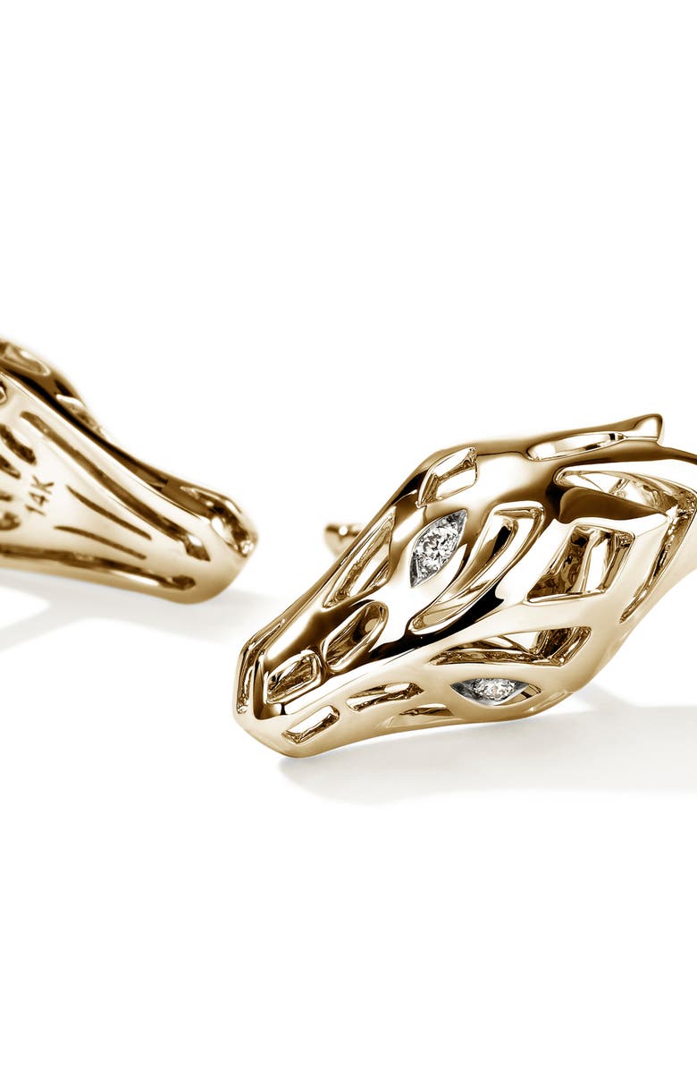 John Hardy Naga Stud Earrings in 14K Gold & Diamonds, Alternate, color, Gold