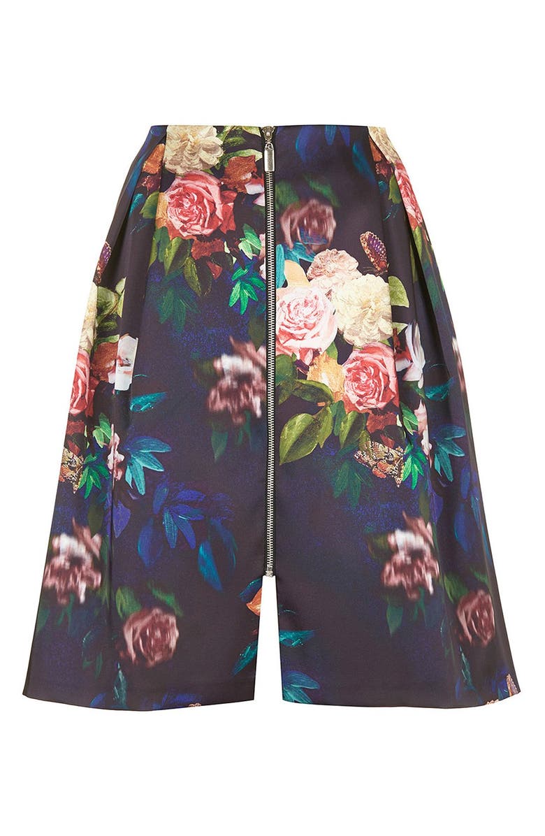 Topshop Blur Rose Print Midi Skirt, Alternate, color, 