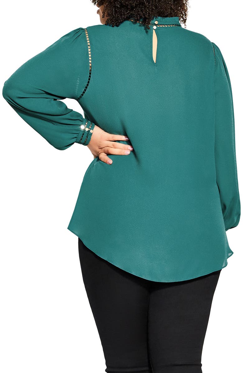 City Chic Kiss Me Quick Embroidered Inset Blouse, Alternate, color, Alpine