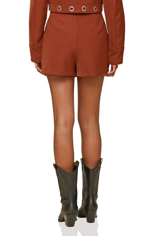 Avec Les Filles Pleated Grommet Miniskort In Rust