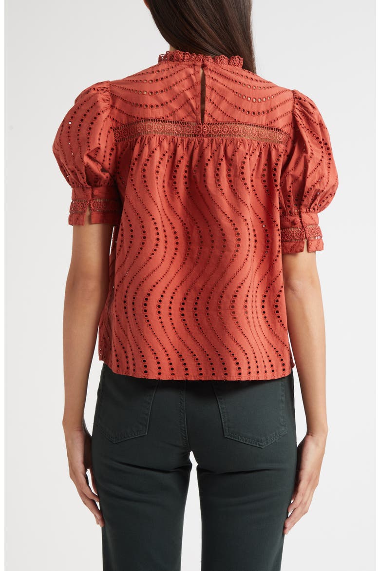 Virginia Lace Collar Puff Sleeve Top, Alternate, color, CLARET