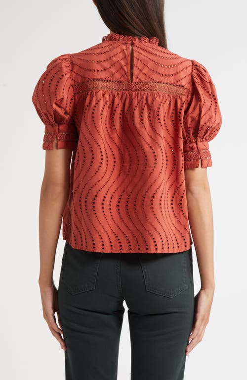 Ulla Johnson Virginia Lace Collar Puff Sleeve Top In Brown