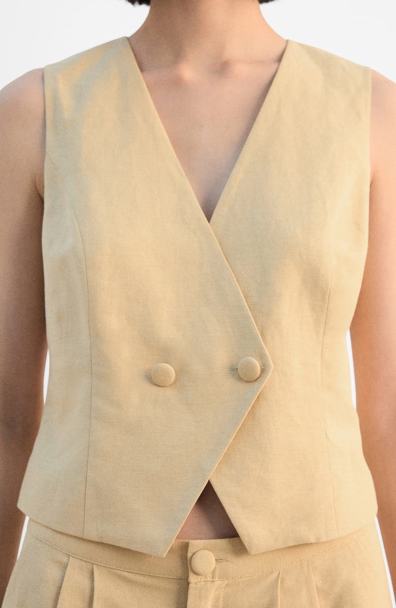 MANGO Double Breasted Vest, Alternate, color, Mustard