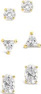 Sterling Forever 14K Gold Plated Sterling Silver CZ Stud Earrings Set