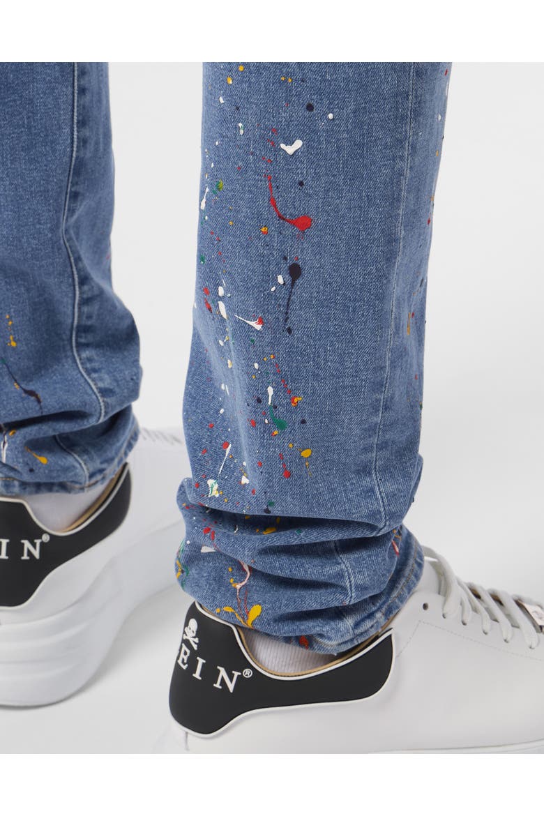 Super Straight Cut Jeans Paint Men, Alternate, color, Mykonos