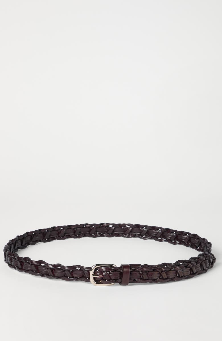 Brunello Cucinelli Braided leather belt, Alternate, color, Burgundy