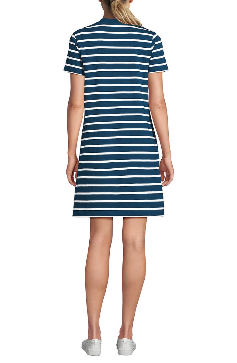 Lands' End Cotton Jersey Crew Neck T Shirt Dress, Alternate, color, Baltic Teal Spaced Stripe