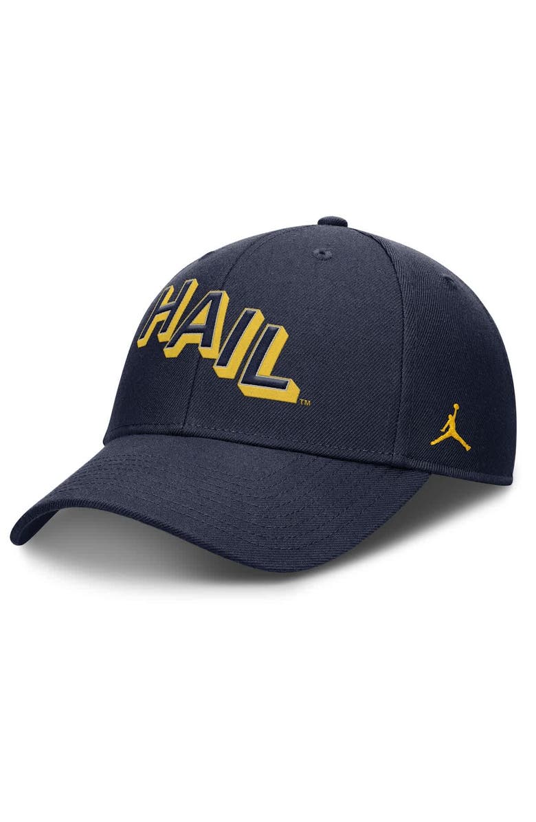 Jordan Brand Men's Jordan Brand Navy Michigan Wolverines Slanted Primetime Rise Performance Adjustable Hat, Main, color, Navy