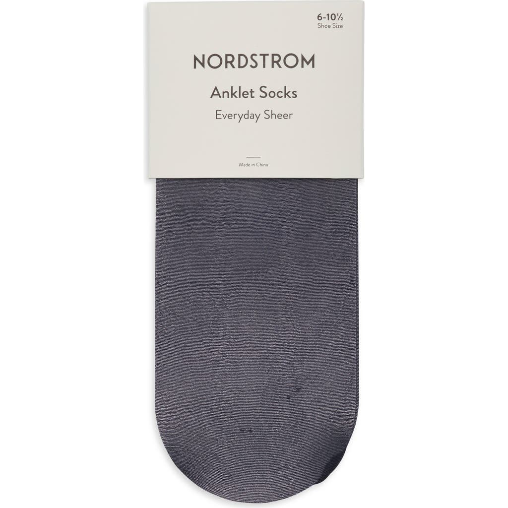 Nordstrom Everyday Sheer Ankle Socks In Gray