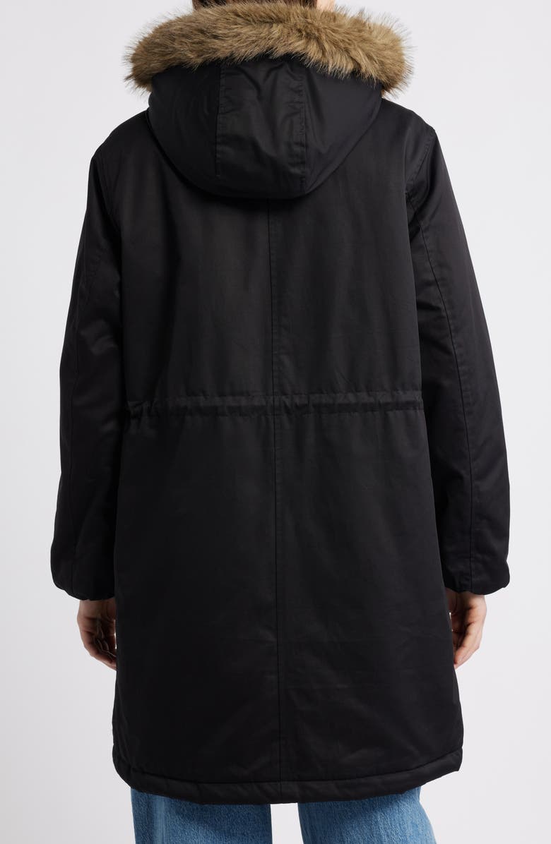 Brooklyn Industries Faux Fur Trim Parka, Alternate, color, Black