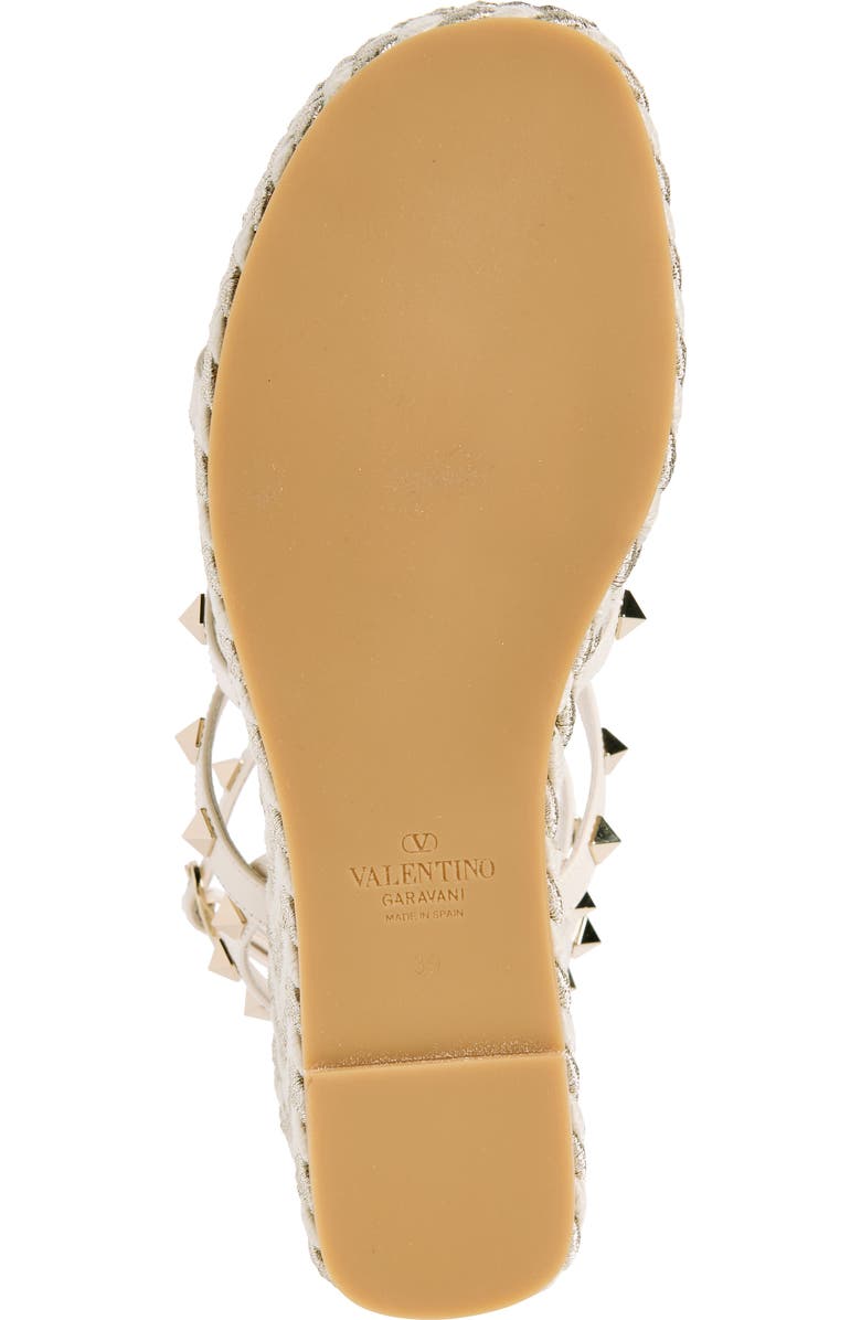 Valentino Garavani Rockstud Torchon Wedge Sandal, Alternate, color, Light Ivory