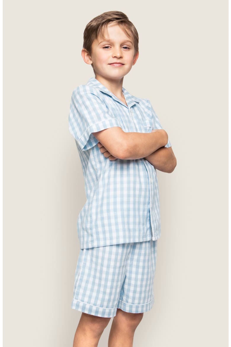 Kids' Gingham Pajama Short Set, Alternate, color, BLUE