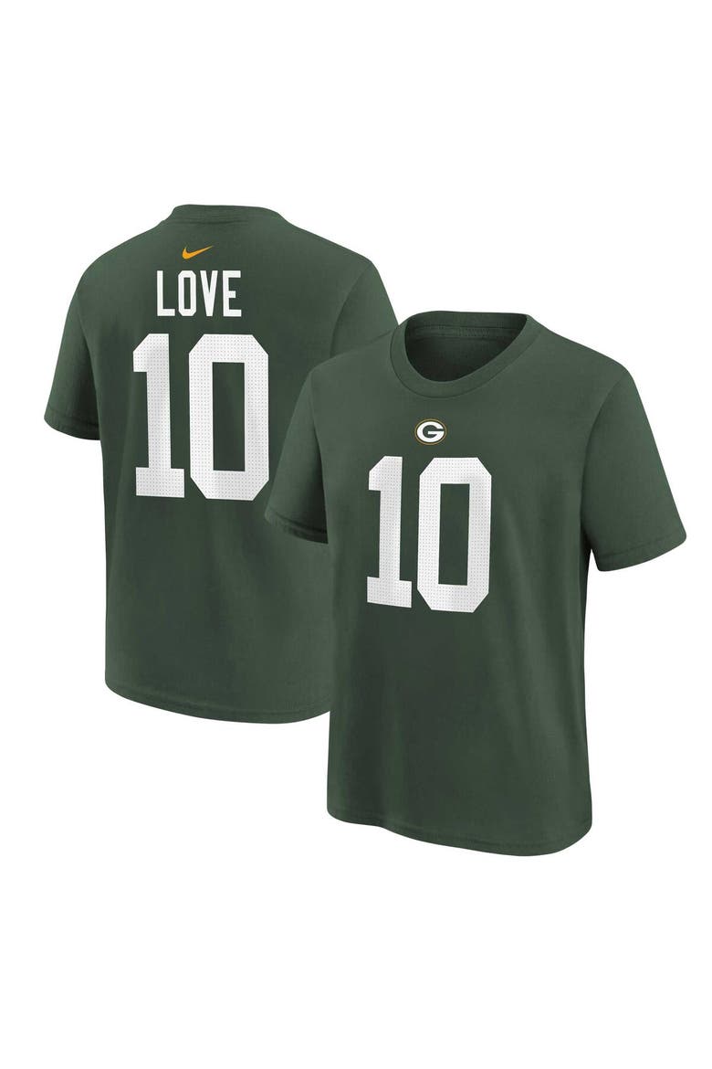 Preschool Nike Jordan Love Green Green Bay Packers Player Name & Number T-Shirt, Main, color, Green