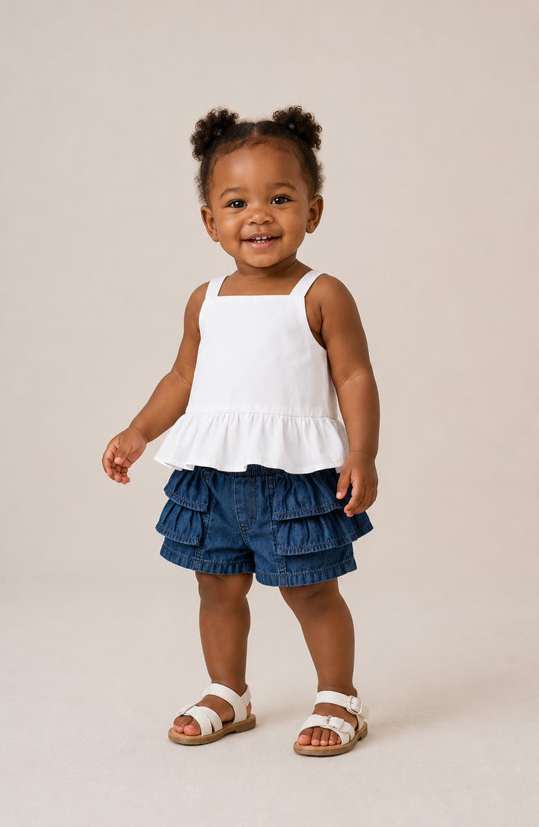 Habitual Kids Ruffle Tank & Shorts Set, Alternate, color, Denim
