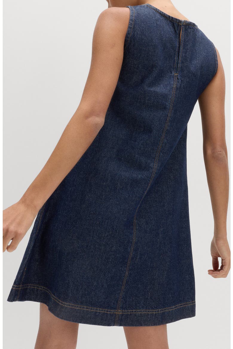Denim Shift Dress, Alternate, color, DARK INDIGO BLUE
