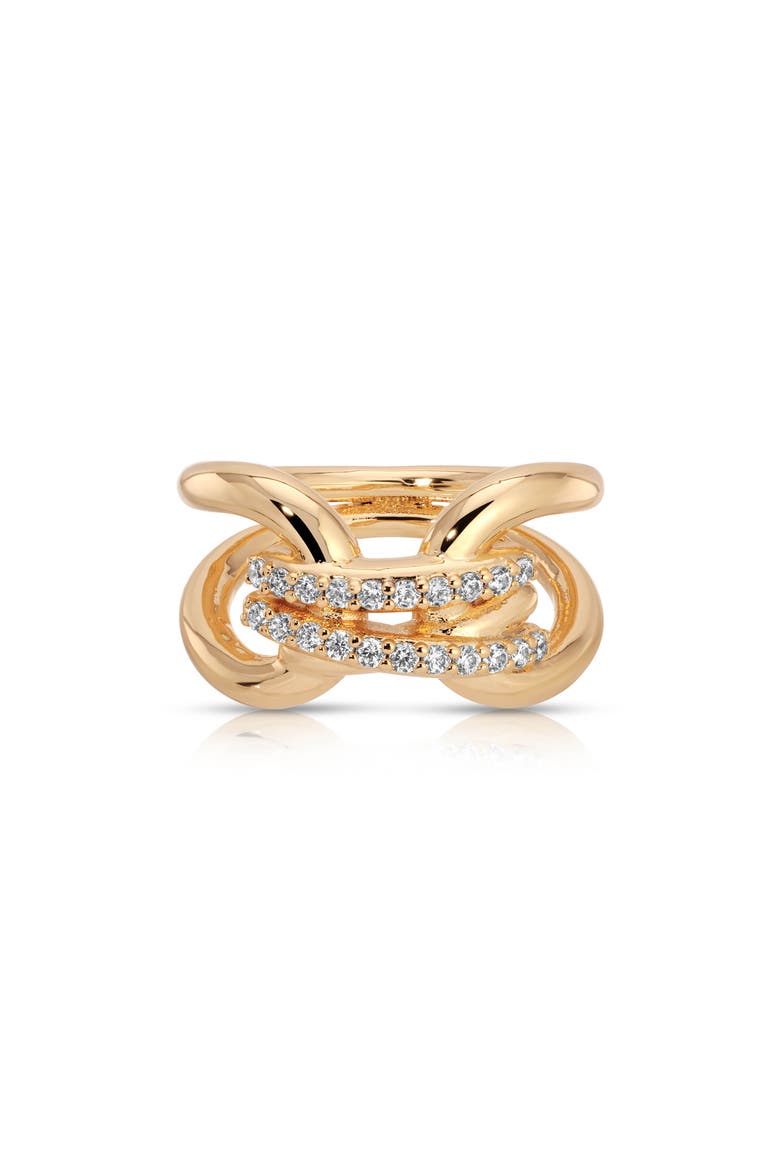 Knot Pave Wrap Statement Ring, Alternate, color, GOLD