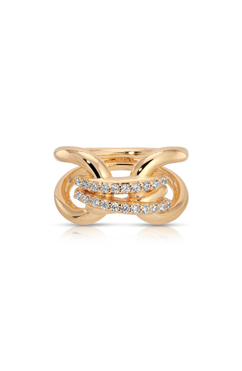 Ettika Knot Pave Wrap Statement Ring, Alternate, color, Gold
