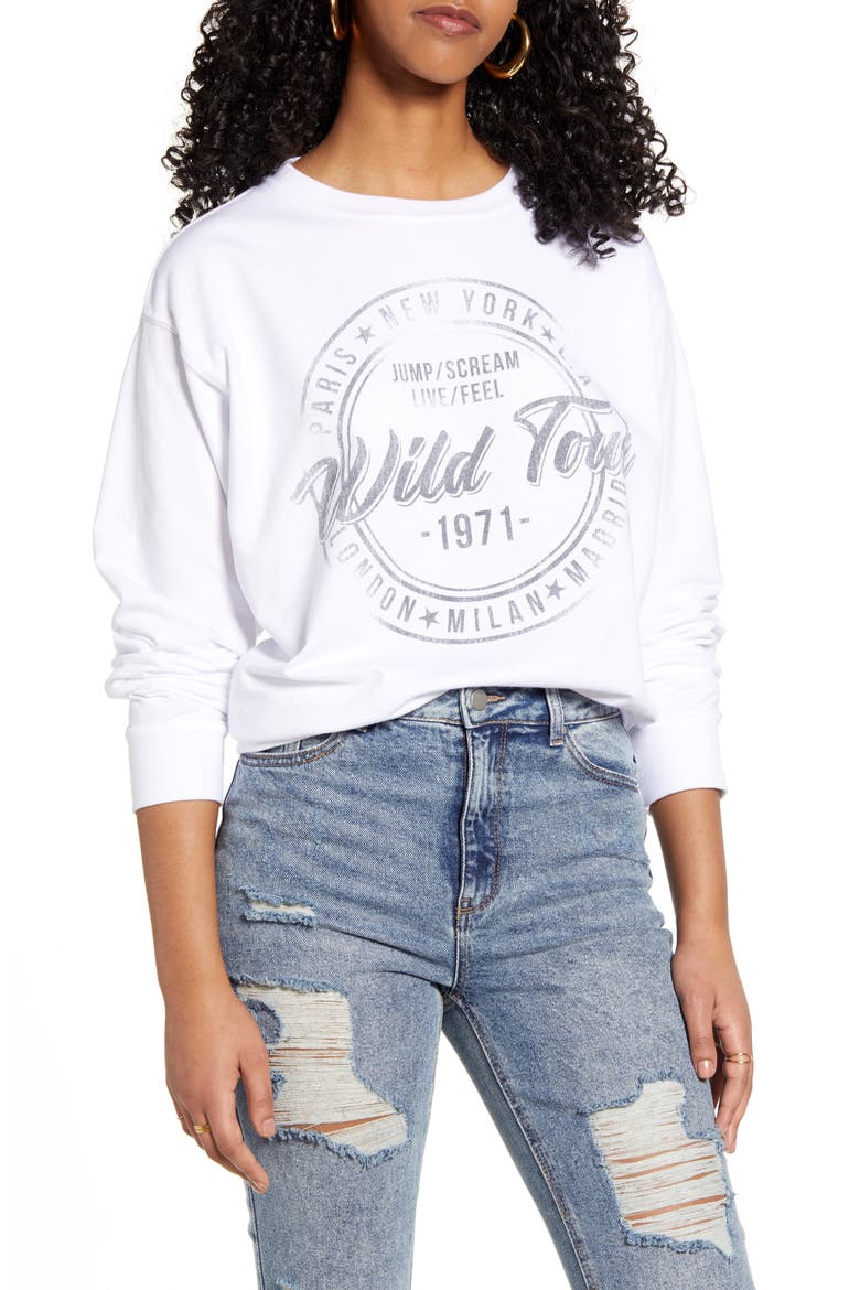 World Tour Graphic Sweatshirt, Main, color, WHITE