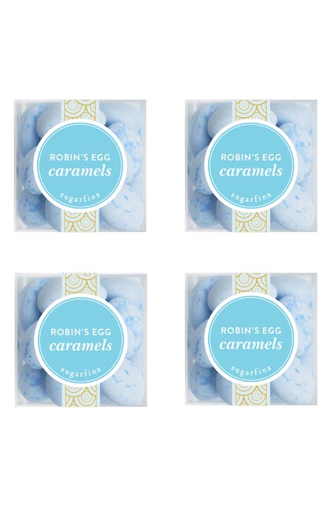 Set of 4 Robin's Egg Caramels Candy Cubes