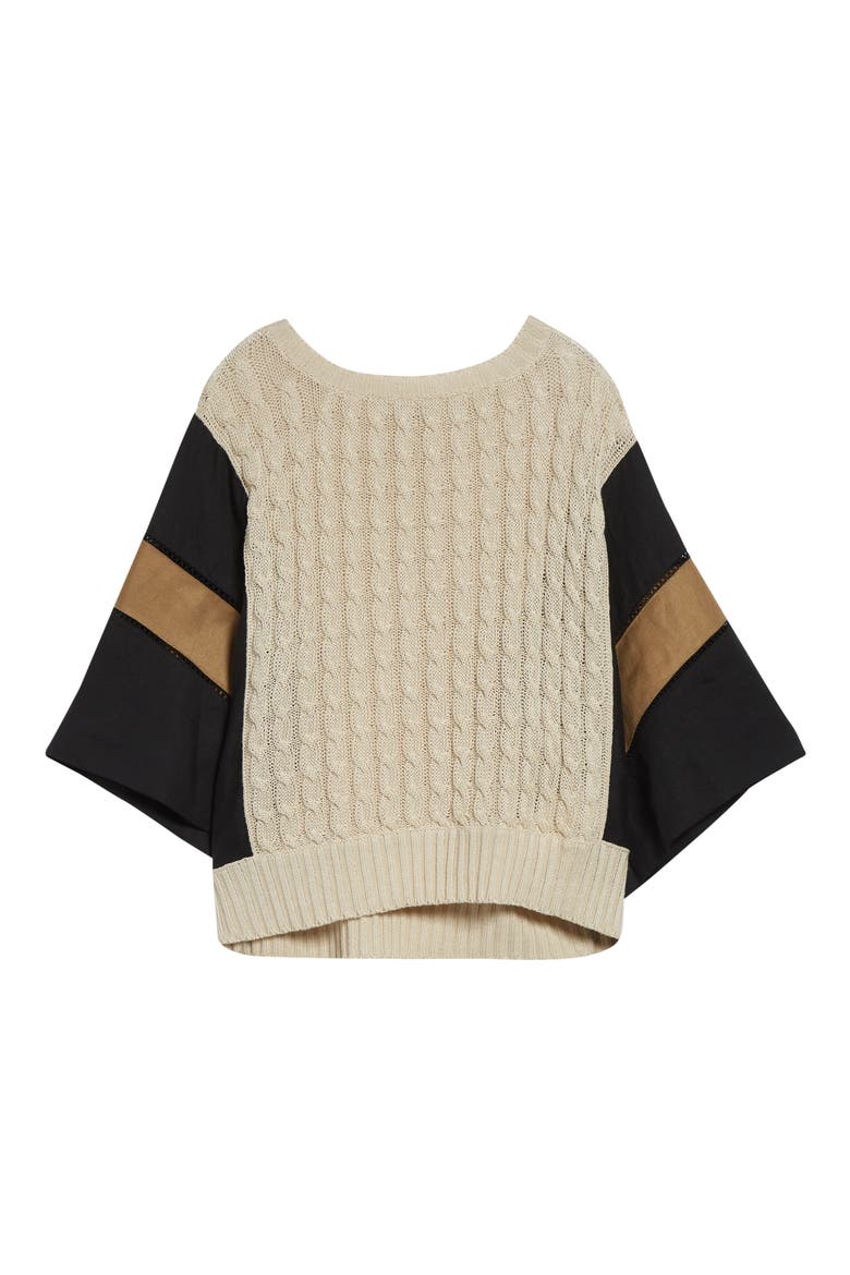Hybrid Linen Cable Sweater, Alternate, color, BEIGE