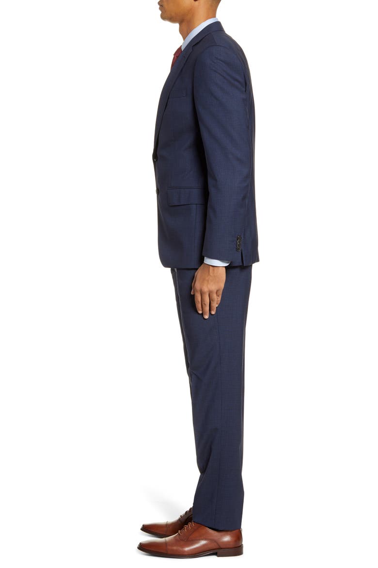 Huge/Genius Trim Fit Check Wool Suit, Alternate, color, NAVY