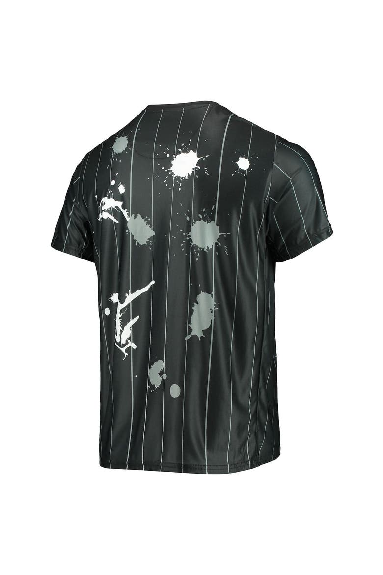Men's FISLL Black Brooklyn Nets Striped Splatter T-Shirt, Alternate, color, Black
