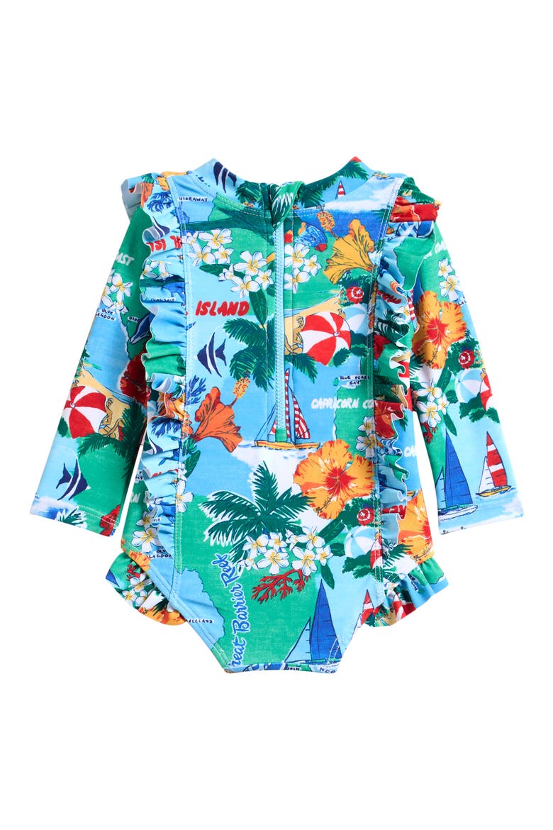 Viva Vacation Frill One-Piece Swimsuit, Alternate, color, VIVA VACATION