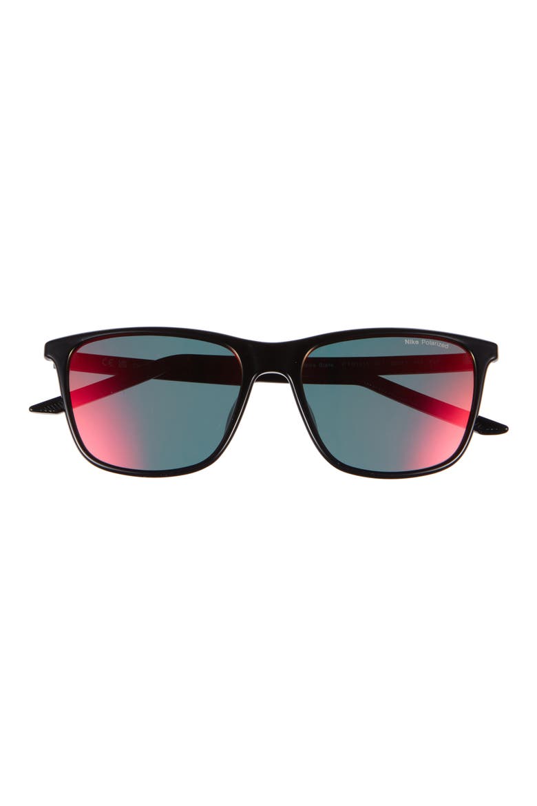 State 145mm Polarized Square Sunglasses, Main, color, BLACK/POLAR RED MIRROR
