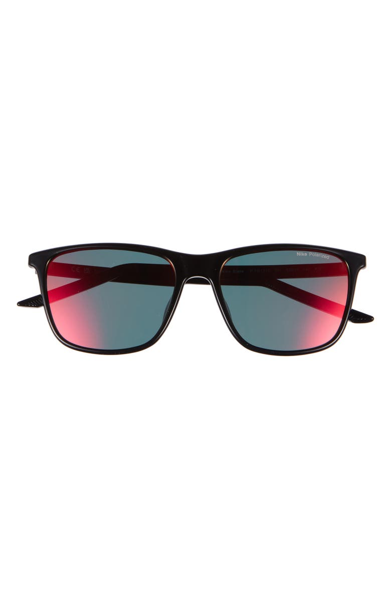 Nike State 145mm Polarized Square Sunglasses, Main, color, Black/ Polar Red Mirror