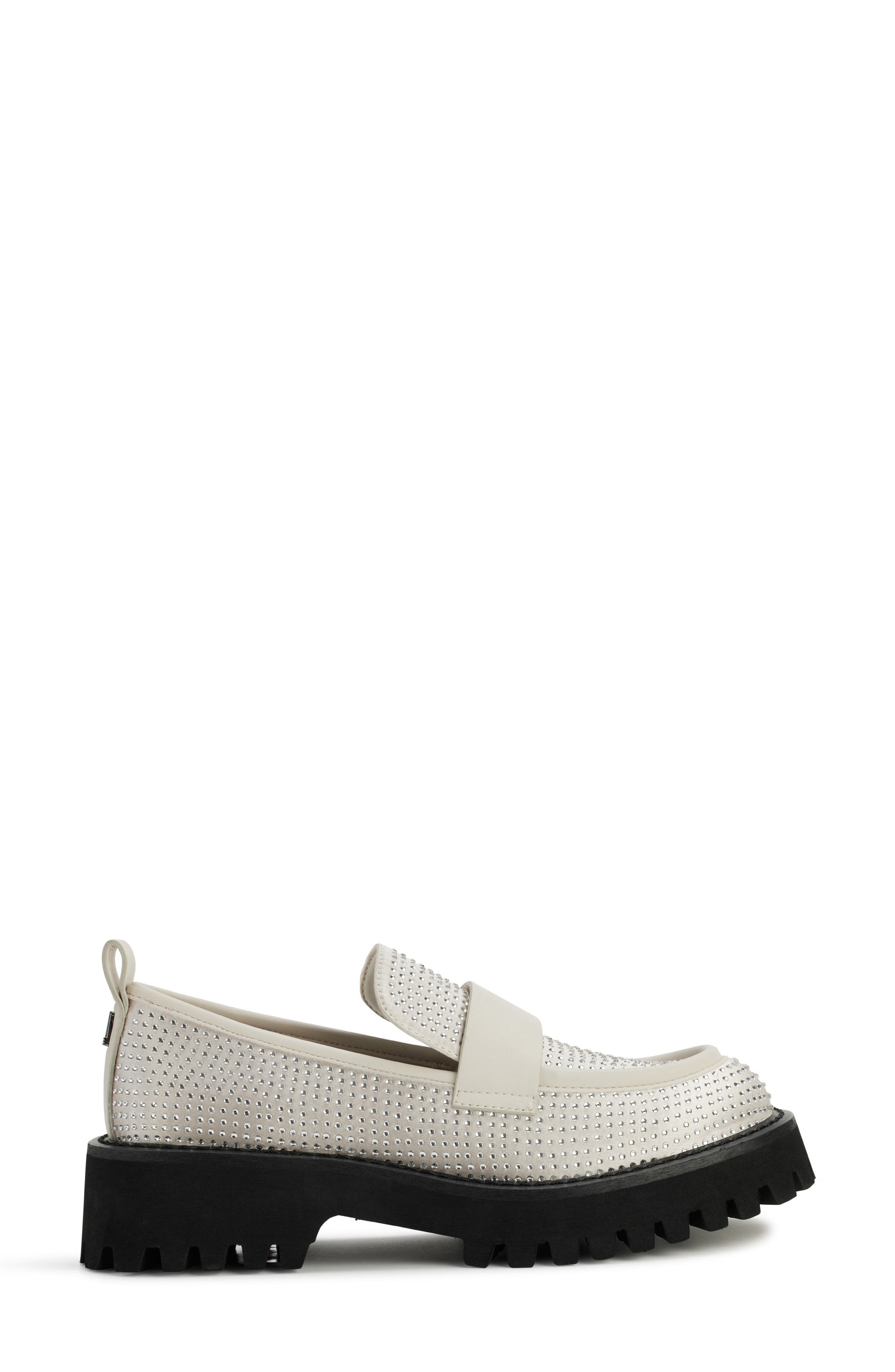 KARL LAGERFELD PARIS Grady Crystal Lug Sole Loafer, Alternate, color, Soft White
