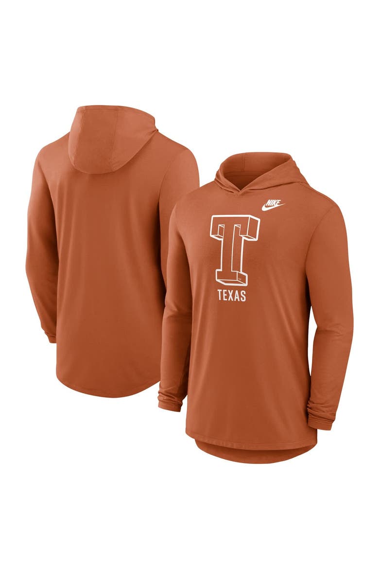 Men's Nike Texas Orange Texas Longhorns Legacy Tri-Blend Dri-FIT Long Sleeve Hoodie T-Shirt, Main, color, Burnt Orange