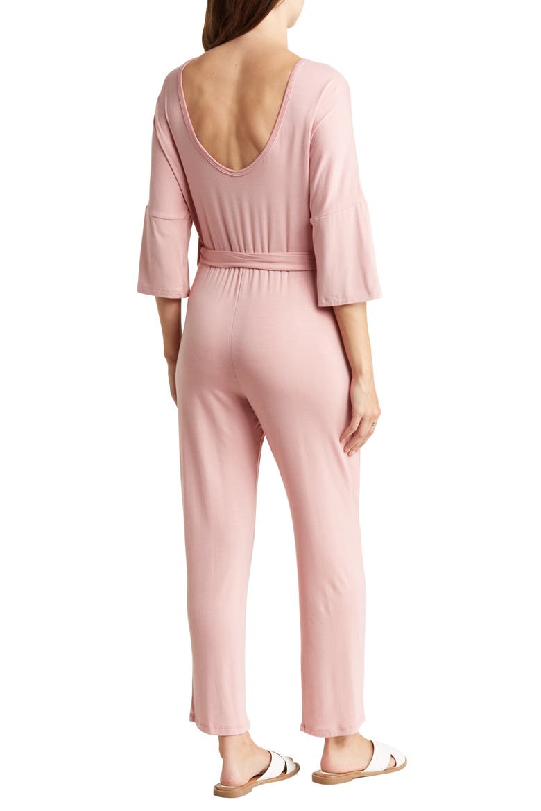Tie Waist Jumpsuit, Alternate, color, MAUVE