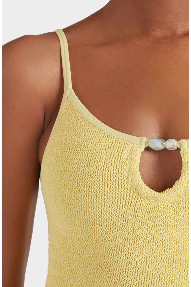 Mia Beaded One-Piece Swimsuit, Alternate, color, BUTTER