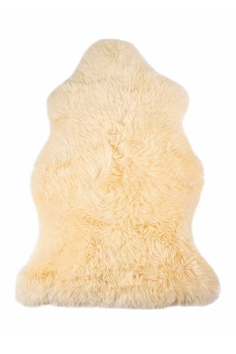 Milan Genuine Sheepskin Shearling Throw 24" x 36" - Cream