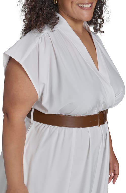 Shop Calvin Klein Comm Belted Midi Shirtdress In Cream