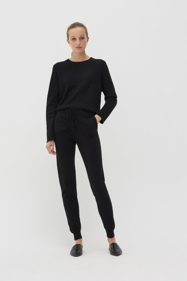 Pure Cashmere Track Pants, Main, color, Black