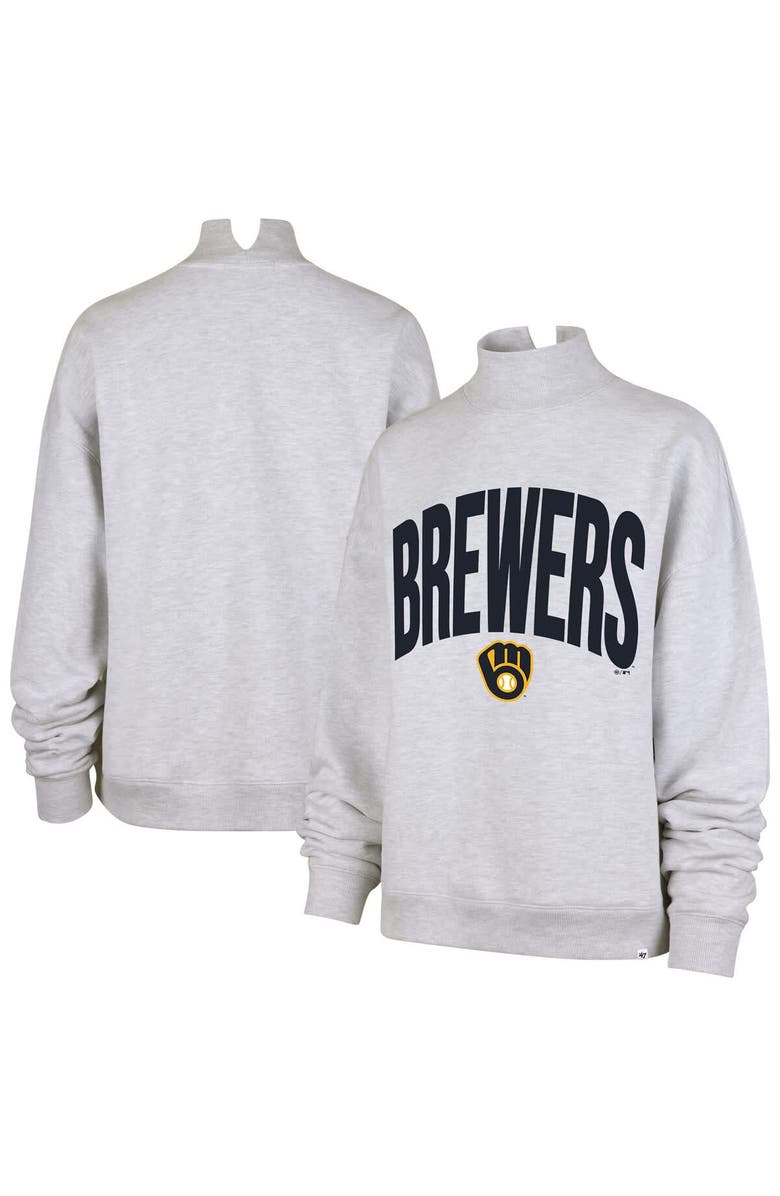 '47 Women's '47  Heather Gray Milwaukee Brewers Subtle Muse Mock Neck Sweatshirt, Main, color, Heather Gray