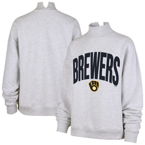 Women's '47  Heather Gray Milwaukee Brewers Subtle Muse Mock Neck Sweatshirt