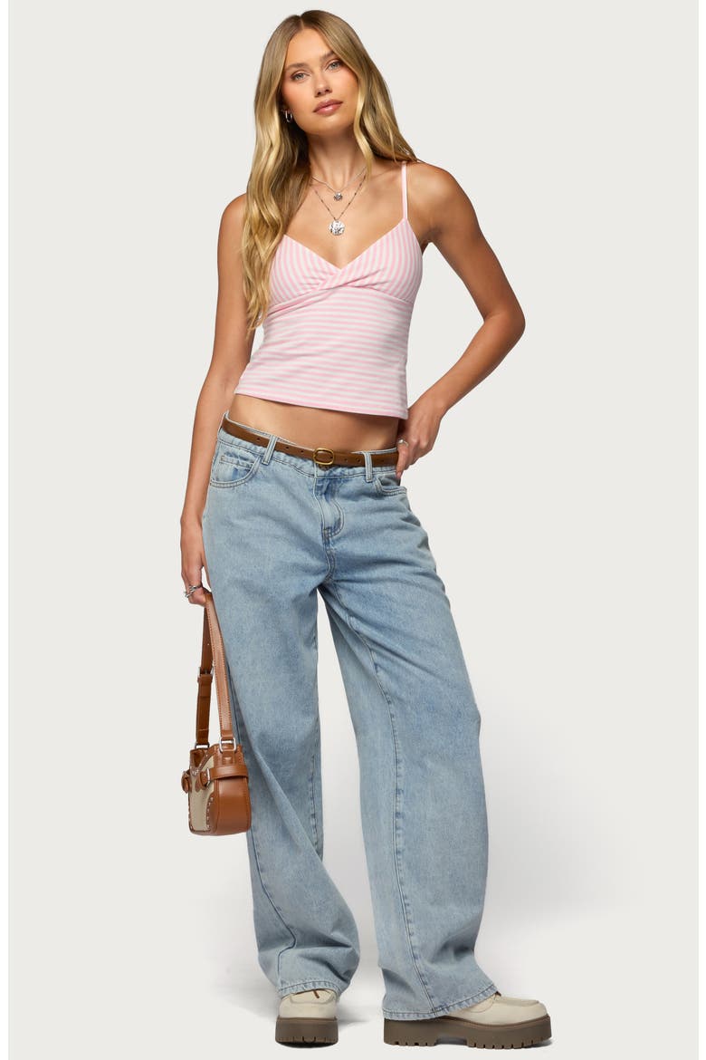 Emilea Stripe Stretch Cotton Camisole, Alternate, color, PINK-AND-WHITE